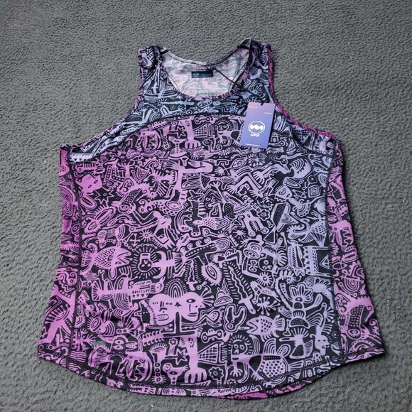 NEW $58 Janji Helio Tech Tank Top Batik Purple Polyester Womens L Large - Picture 1 of 7